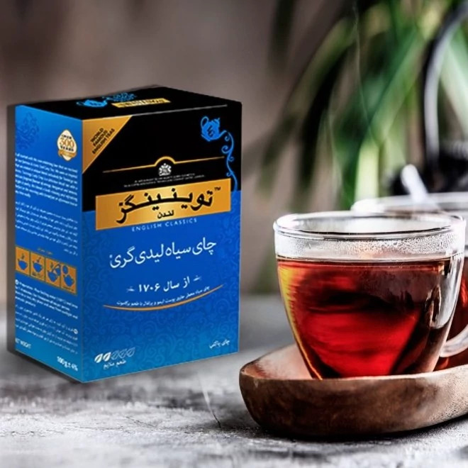 چای سیاه توینکیز لیدی گری آبی وزن 450 گرم اصلی عطری با عصاره برگاموت موجوده