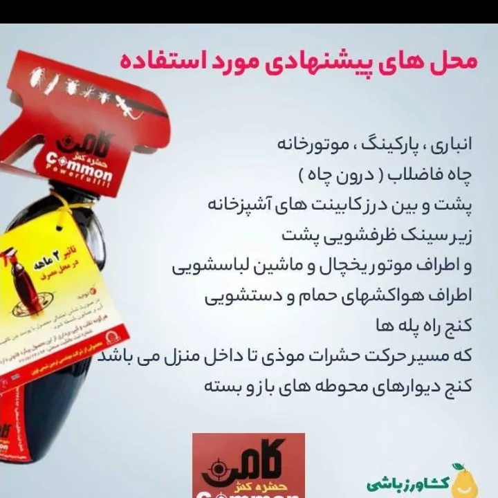 اسپری مایع حشره کش قوی کامن 460 میل سوسک ساس مارمولک کک کنه