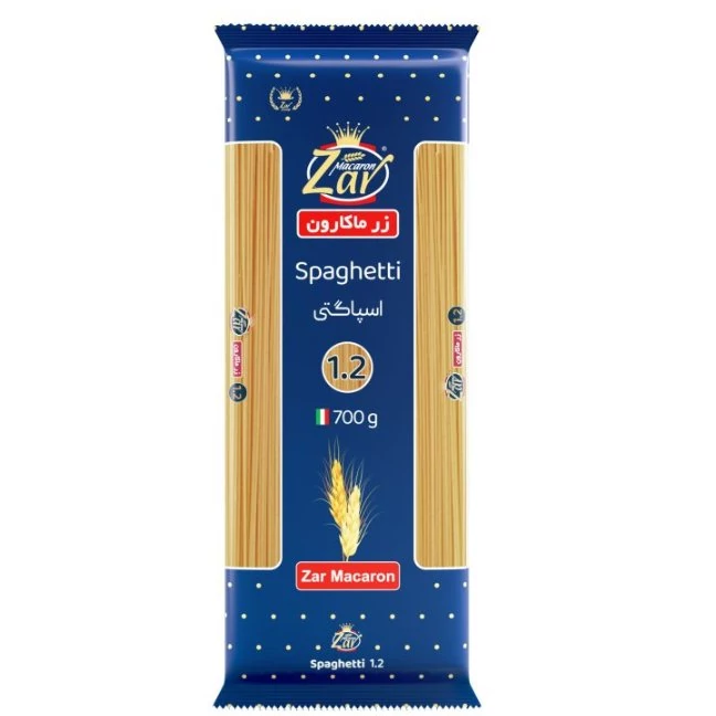 اسپاگتی ماکارونی زر ماکارون قطر 1.5 مقدار700 گرم