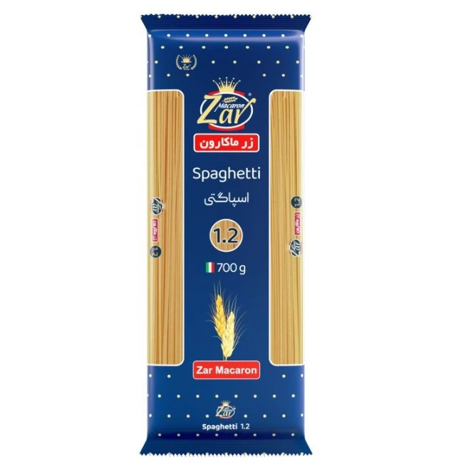 اسپاگتی ماکارونی زر ماکارون قطر 1.5 مقدار700 گرم