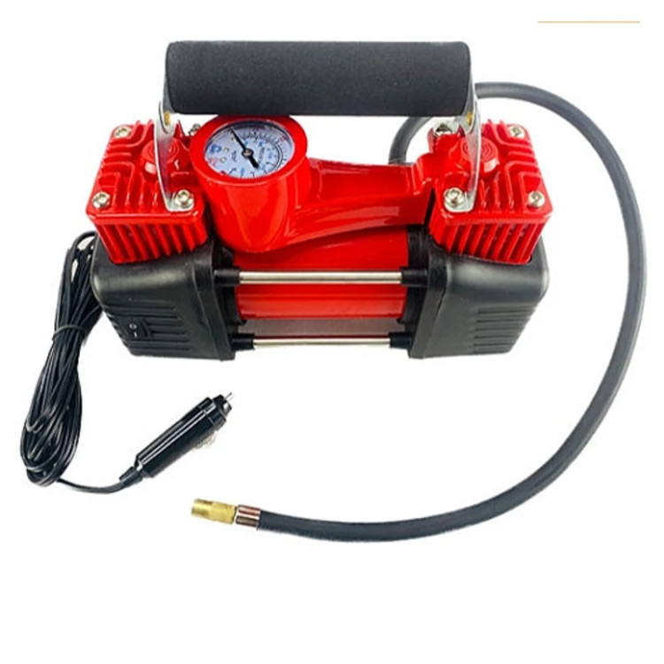 کمپرسور باد فندکی خودرو دو سیلندر قوی با چراغ قوهcompressor کیفیت عالی همراه با وسیله
