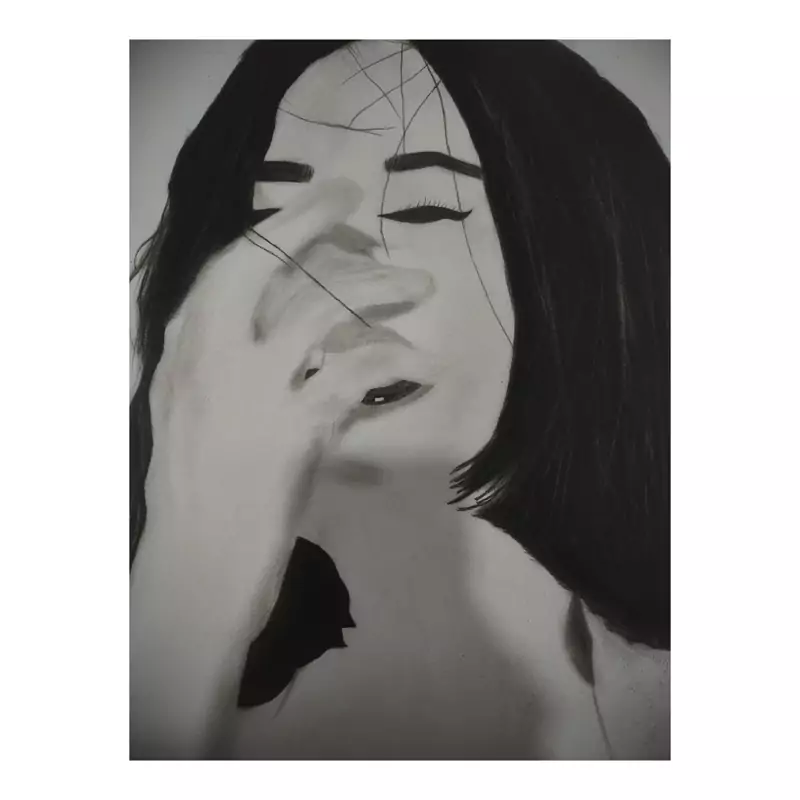 طراحی چهره سیاه قلم شیک و زیبا A4
