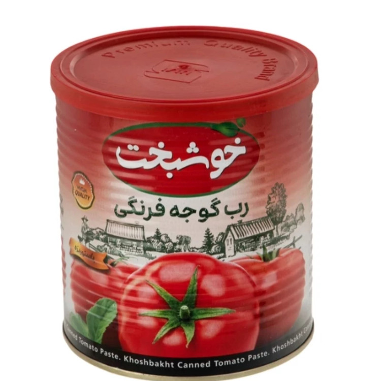 رب گوجه فرنگی غلیظ و خوشرنگ خوشبخت مقدار 800 گرم تاریخ جدید