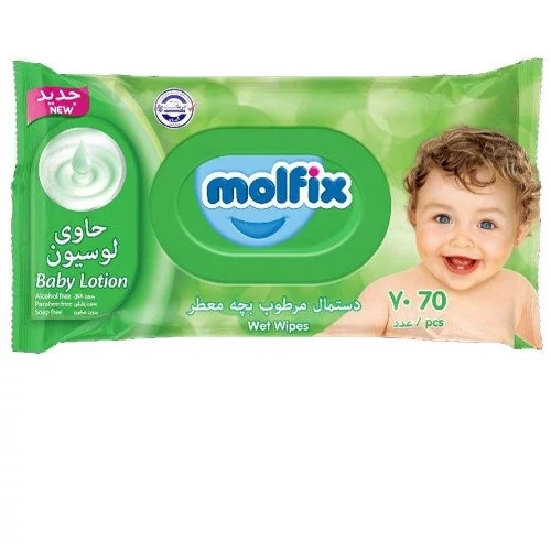 دستمال مرطوب کودک مولفیکس نرم کننده بسته 70 عددی